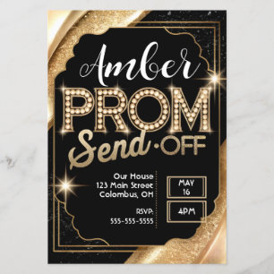 PROM-SEND-OFF-schwarz und Gold anpassen Flyer