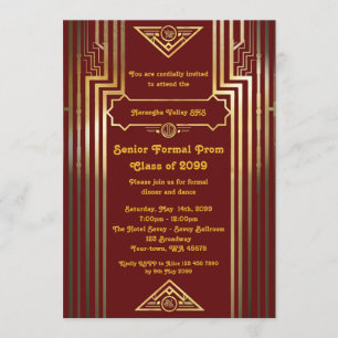 Prom Senior Junior, Gatsby Style, art-Deko, elegan Einladung