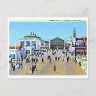 Promenade & Casino, Asbury Park NJ Vintage Postkarte