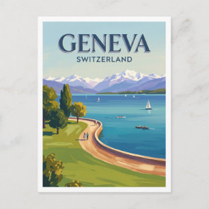 Promenade du Lac des Eaux-Vives Genf Schweiz Postkarte