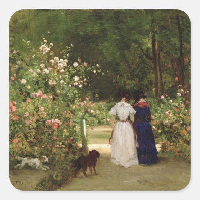 Promenade Quadratischer Aufkleber (Vorderseite)