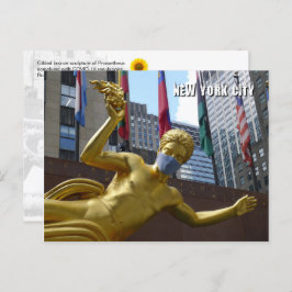 Prometheus mit Gesichtsmaske - NYC-Postkarte Postkarte