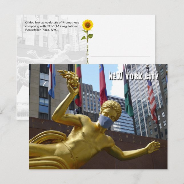 Prometheus mit Gesichtsmaske - NYC-Postkarte Postkarte (Vorne/Hinten)