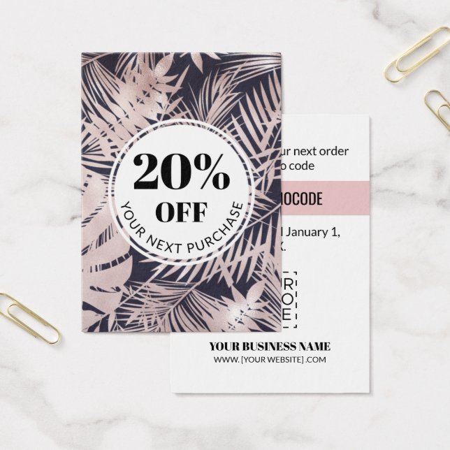 Promo Code Tropical Navy Blue Pink Discount Cards (Büro)