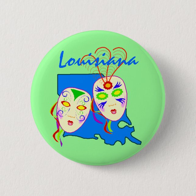 Promo knöpft ~ Staats-Louisiana-Karneval-Masken Button (Vorderseite)