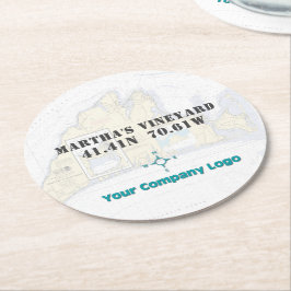 Promo Logo Breitengrad Martha's Vineyard Runder Pappuntersetzer
