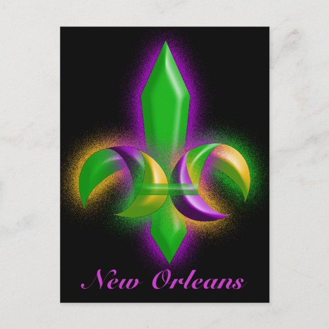 Promo Postcard Glows Fleur-de-lis New Orleans LA Postkarte (Vorderseite)