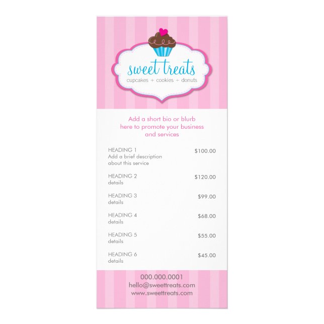 PROMO PREISDIENSTE LIST cupcake Bäckerei aqua rosa Werbekarte (Vorne)