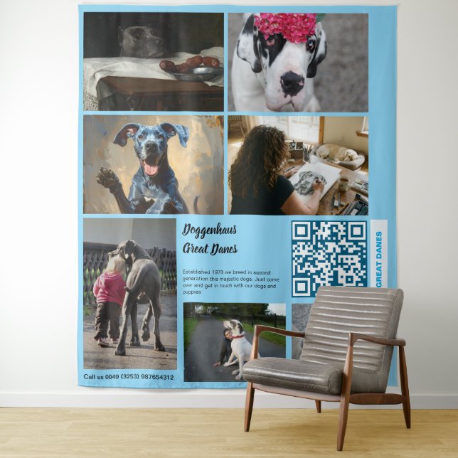 Promote your Great Dane Kennel Tapestry Wandteppich (Beispiel)