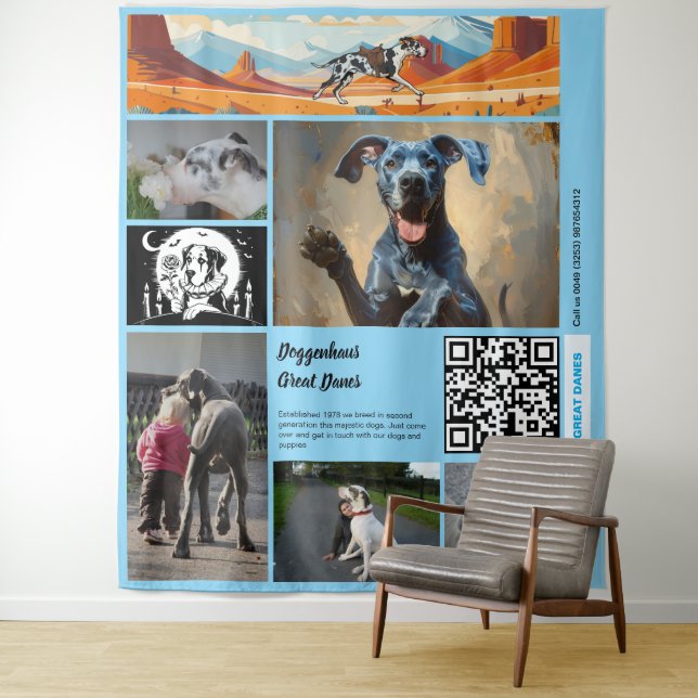 Promote your Great Dane Kennel Tapestry Wandteppich (Beispiel)