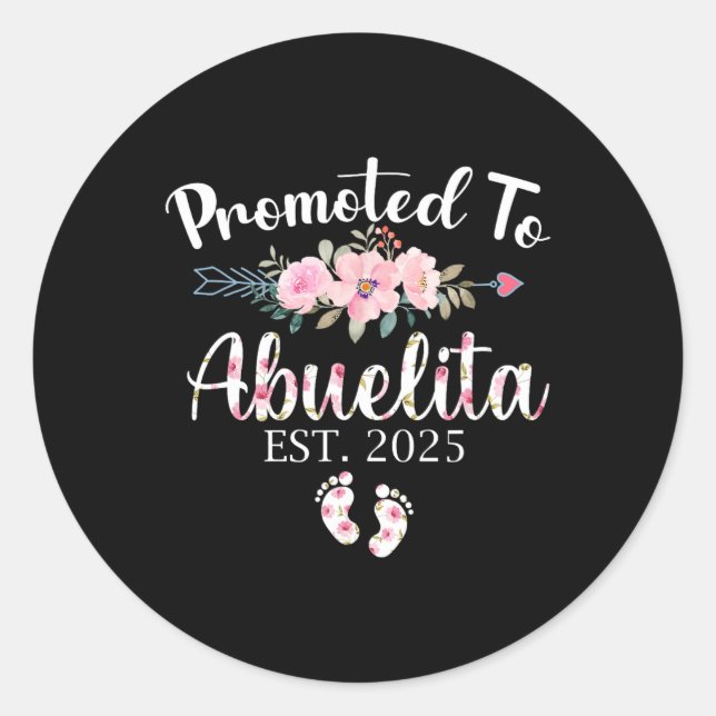 Promoted To Abuelita 2025 First Time New Grandma P Runder Aufkleber (Vorderseite)