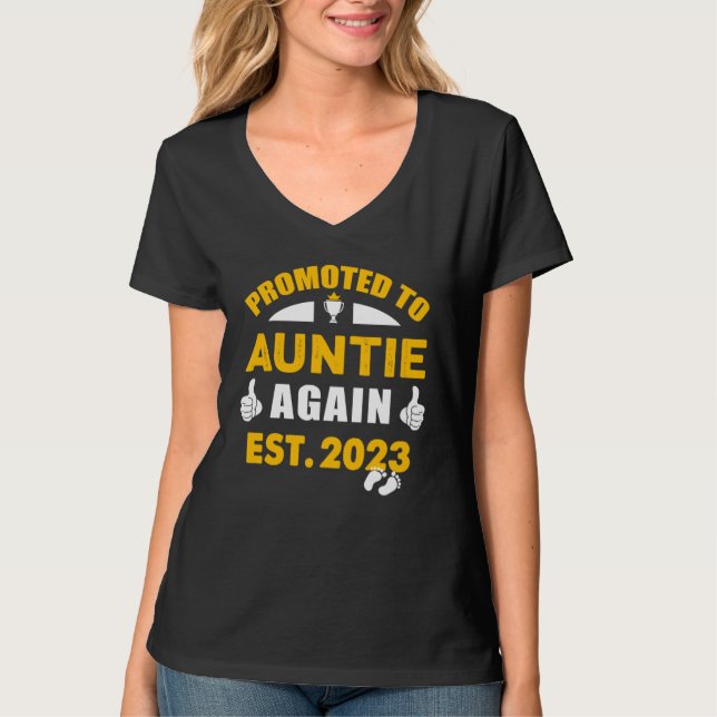 Promoted To Auntie Again 2023 Pregnancy Announceme T-Shirt (Vorderseite)