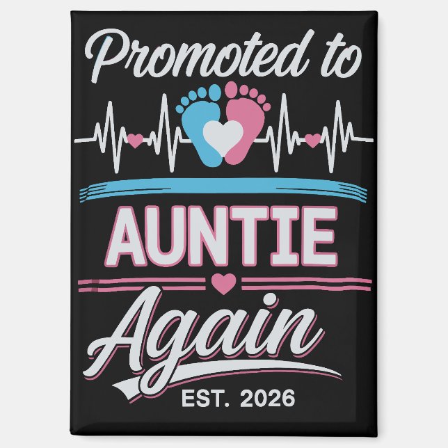 Promoted To Auntie Again Est 2026 Pregnancy Reveal Magnet (Vorderseite)