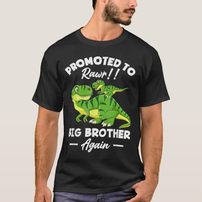 Promoted To Big Brother Again Dinosaur Lover Gift  T-Shirt (Vorderseite)