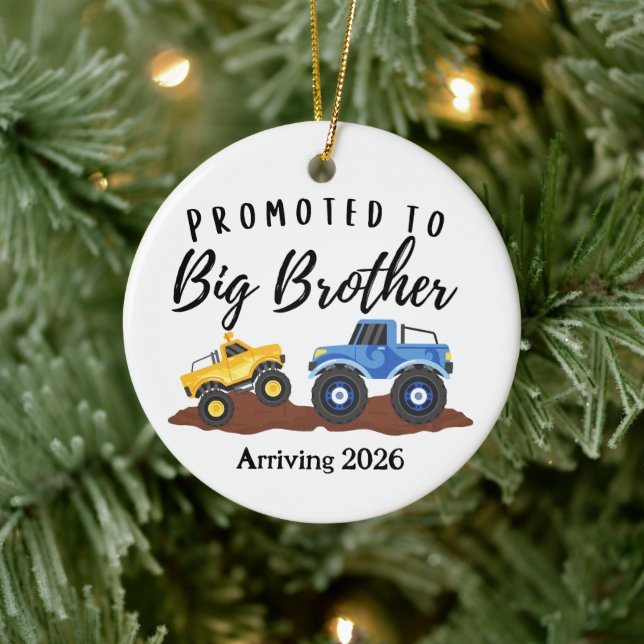 Promoted to Big Brother Dump Truck  Keramik Ornament (Baum)