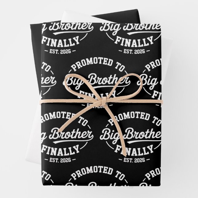 Promoted To Big Brother Finally 2026 Baby Announce Geschenkpapier Set (Beispiel)