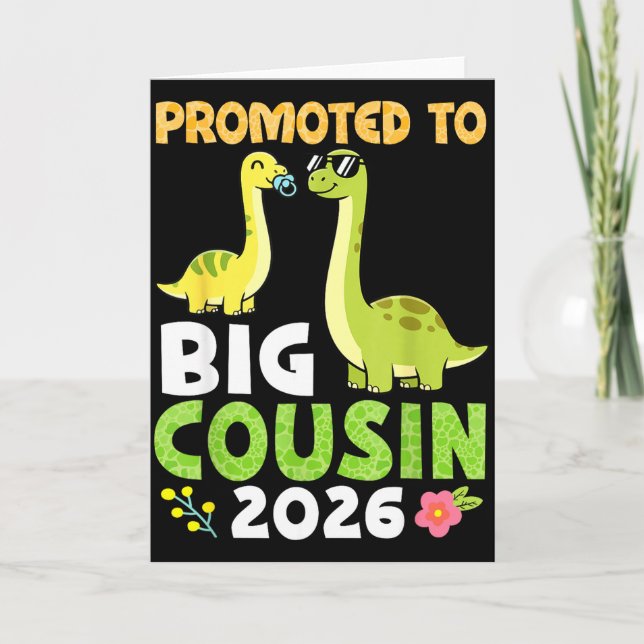 Promoted To Big Cousin 2026 Cute Dinosaur Family T Karte (Vorderseite)
