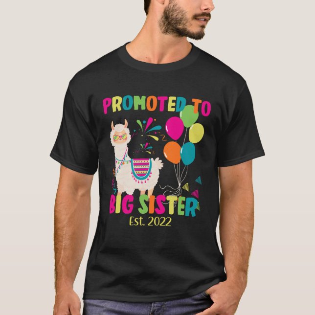 Promoted To Big Sister 2022 Llama T-Shirt (Vorderseite)