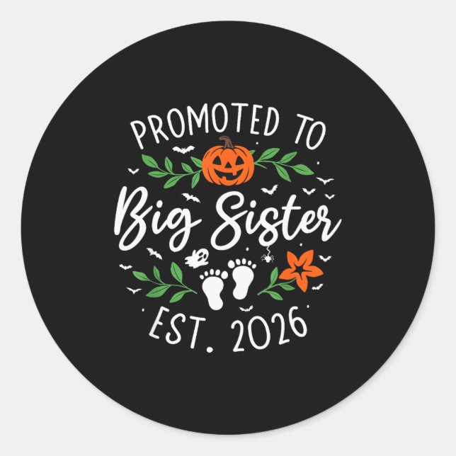 Promoted To Big Sister 2026 Pregnancy Announcement Runder Aufkleber (Vorderseite)
