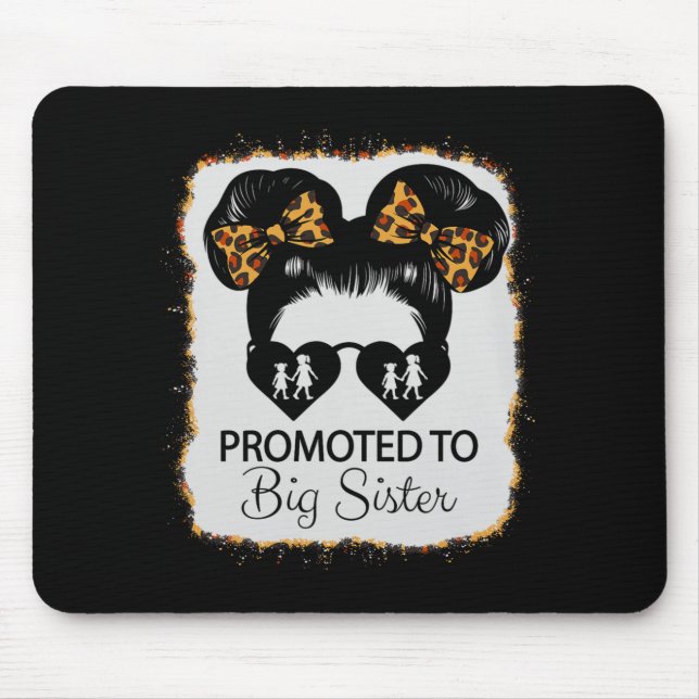 Promoted To Big Sister Leopard Girl Baby Announcem Mousepad (Vorne)