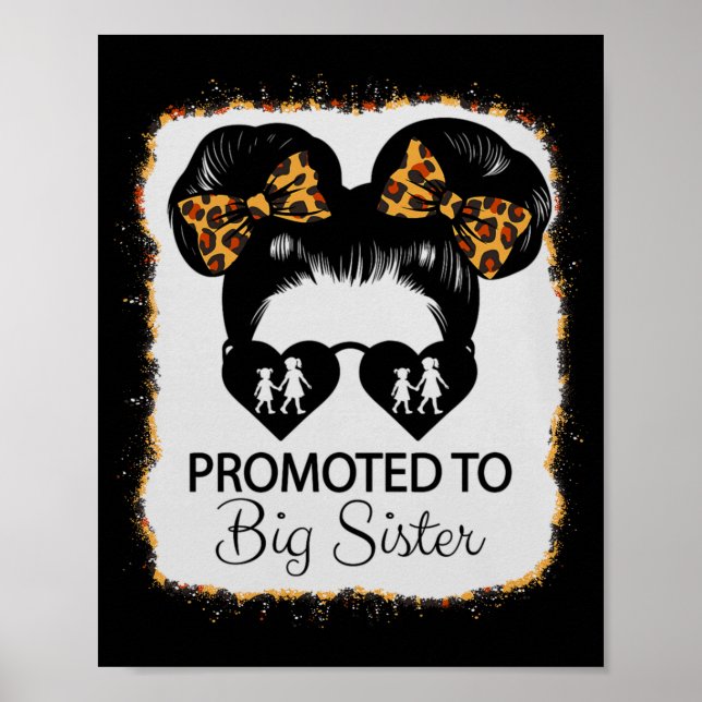 Promoted To Big Sister Leopard Girl Baby Announcem Poster (Vorne)