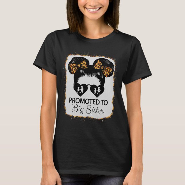 Promoted To Big Sister Leopard Girl Baby Announcem T-Shirt (Vorderseite)