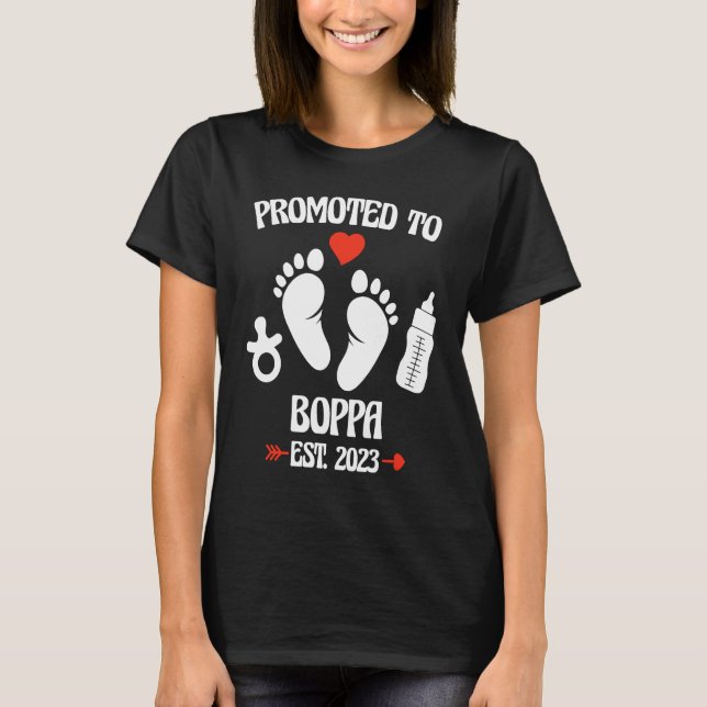 Promoted To Boppa 2023 First Time New Grandpa Preg T-Shirt (Vorderseite)
