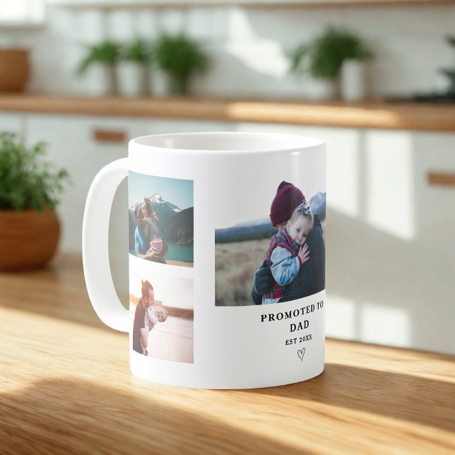 Promoted to Dad Photo Collage – Personalized  Kaffeetasse (Von Creator hochgeladen)