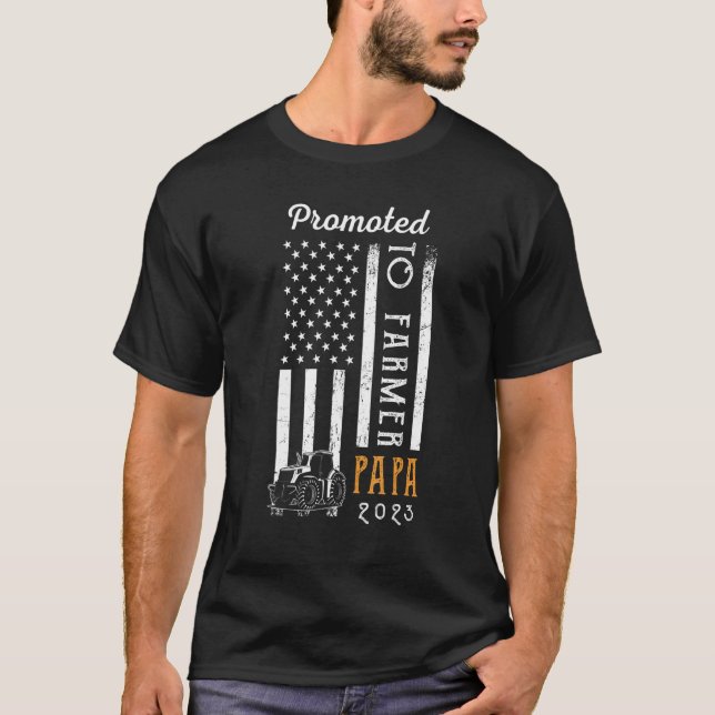 Promoted To Farmer Papa 2023 New Papa USA Flag Pre T-Shirt (Vorderseite)