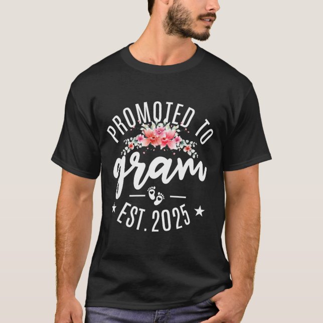 Promoted To Gram 2025 Flower First Time New Grandm T-Shirt (Vorderseite)