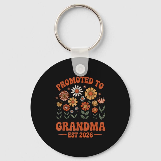 Promoted To Grandma 2026 Grandma 2026 Floral Retro Schlüsselanhänger (Vorderseite)