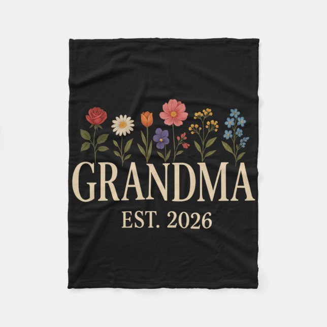 Promoted To Grandma 2026 Pregnancy Flower New Gran Fleecedecke (Vorderseite)