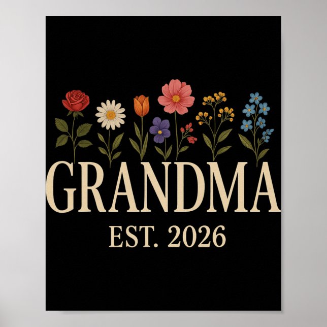 Promoted To Grandma 2026 Pregnancy Flower New Gran Poster (Vorne)