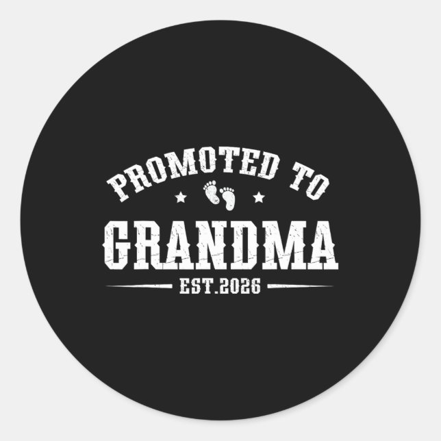 Promoted To Grandma Est. 2026 Grandparents Baby An Runder Aufkleber (Vorderseite)