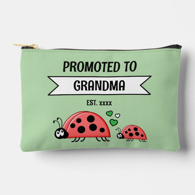 Promoted to Grandma ladybugs est year green Zubehörtasche (Vorderseite)