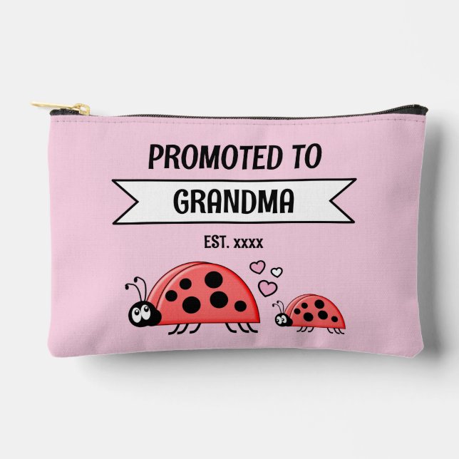 Promoted to Grandma ladybugs est year pink Zubehörtasche (Vorderseite)