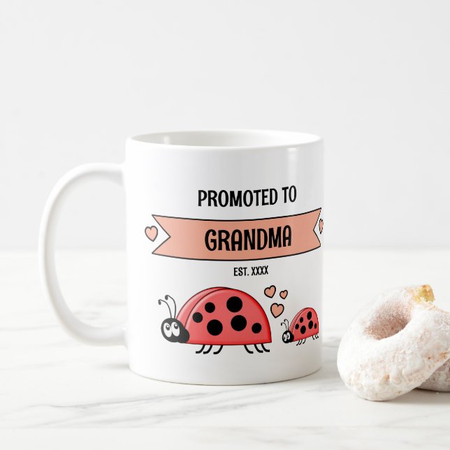 Promoted to grandma ladybugs peach kaffeetasse (Mit Donut)