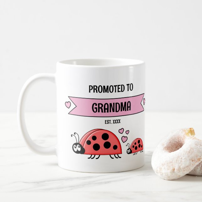 Promoted to grandma ladybugs pink kaffeetasse (Mit Donut)