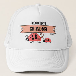 Promoted to Grandma ladybugs white peach Truckerkappe
