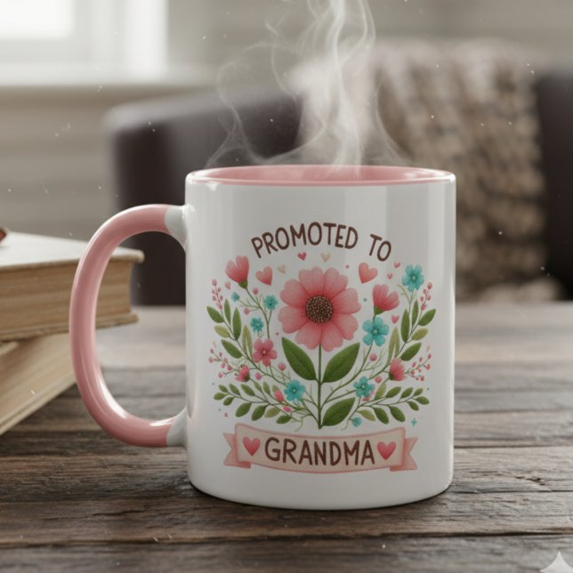Promoted to Grandma Mug - Watercolor Flowers Tasse (Grandma announcement mug)