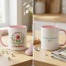 Promoted to Grandma Mug - Watercolor Flowers Tasse