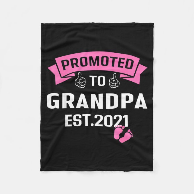 Promoted To Grandpa Est 2021 Funny New Grandfather Fleecedecke (Vorderseite)