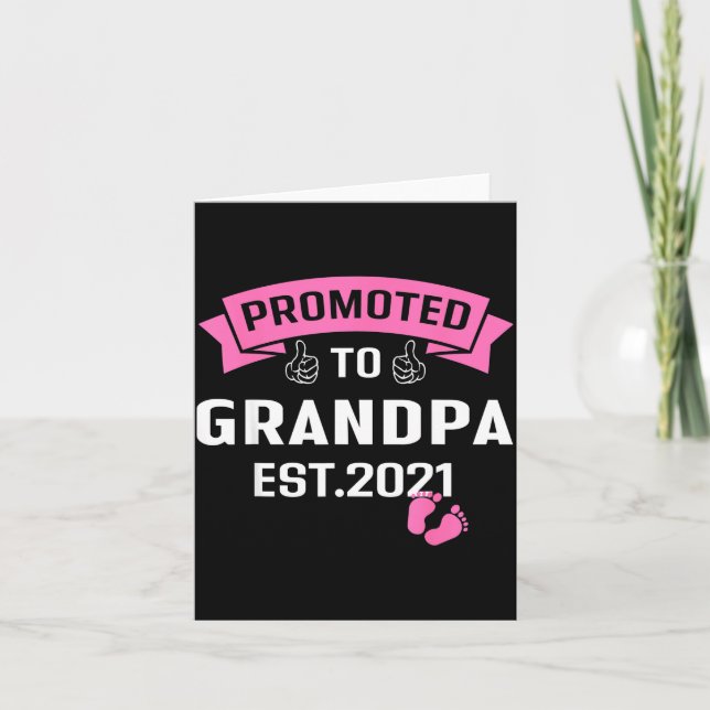 Promoted To Grandpa Est 2021 Funny New Grandfather Karte (Vorderseite)