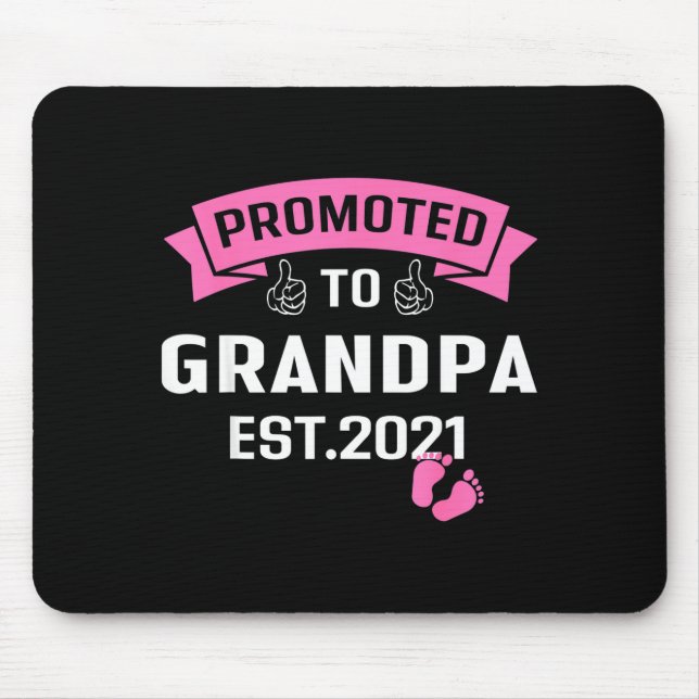 Promoted To Grandpa Est 2021 Funny New Grandfather Mousepad (Vorne)