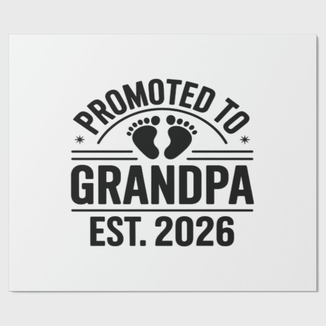 Promoted to Grandpa, Est. 2026, Funny New Grandpa  Geschenkpapier (Flach)