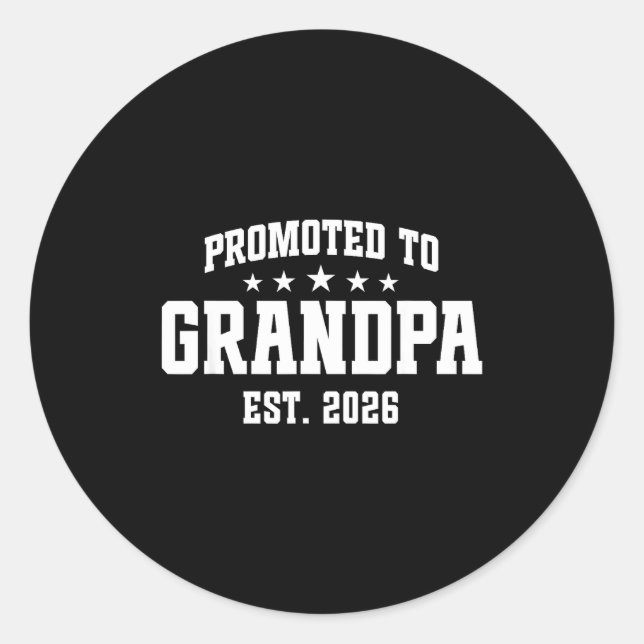 Promoted To Grandpa Est. 2026 Grandparent Baby Ann Runder Aufkleber (Vorderseite)