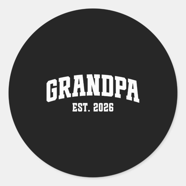 Promoted To Grandpa Est. 2026 Grandparent Baby Ann Runder Aufkleber (Vorderseite)