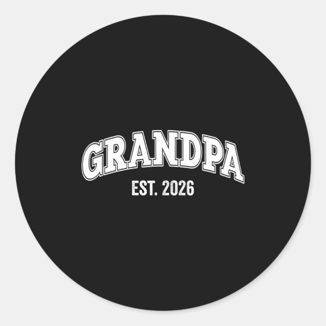 Promoted To Grandpa Est 2026 Soon To Be Grandpa Lo Runder Aufkleber (Vorderseite)
