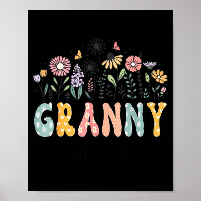 Promoted To Granny Est. 2026 Daisy Floral Wildflow Poster (Vorne)