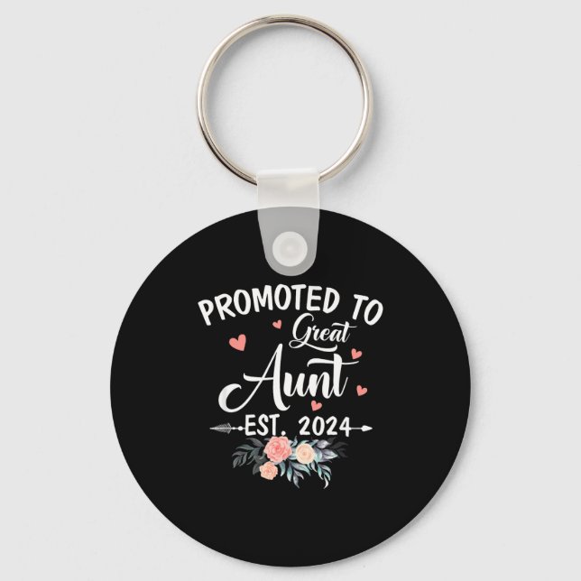 Promoted To Great Aunt Est 2024 Soon To Be Aunt Fl Schlüsselanhänger (Vorderseite)